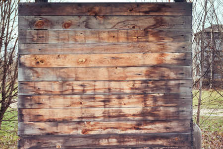 Old wooden notice board, closeup.の写真素材