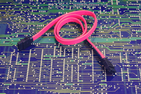Sata cable wire against electronic circuit board