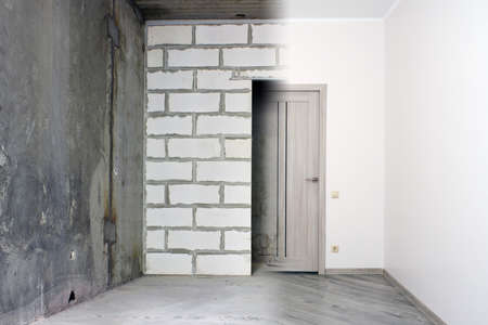 Before and after finishing the room. Empty apartment with repair and without repair.の写真素材