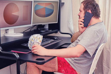Remote computer work at home during the quarantine period due to the coronavirus epidemic, concept....
