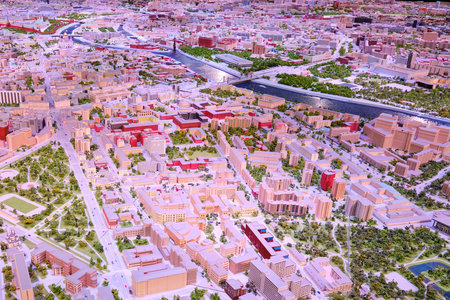 Layout of the capital of Russia. The Moscow river, in Khamovniki, Central district. Moscow, Russia, 07 31 2019のeditorial素材