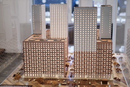 The layout of the residential complex "Stolichnye polyany" of company PIK - Moscow, Russia, 12.02.2019のeditorial素材