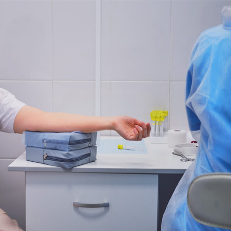Doctor prepares patient for injection with coronavirus vaccine. Woman hand before an injection for an antibody testの写真素材