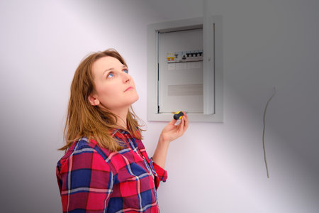 Problems with turning off lighting and knocking out protection in the electrical panelの写真素材