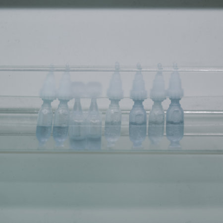 Coronavirus vaccine storage refrigerator problem and drug shortage. Virus vaccination problems and insufficient medicationの写真素材