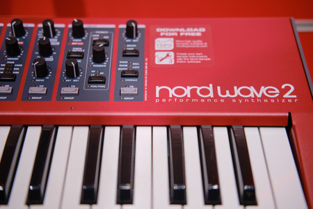Electronic piano Nord Wave 2, modern synthesizer close-up.のeditorial素材