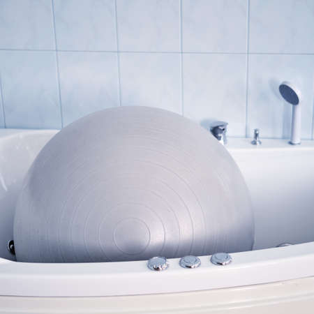 Fitball and bath to help women during childbirth in the maternity hospitalの写真素材