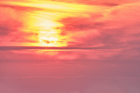 Haze in the evening red clouds during the heat, sunset