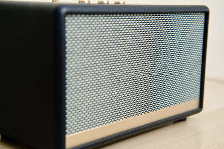 Acoustic music speaker in retro style. Vintage sound column in an old designの写真素材