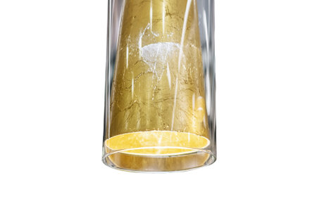 Elongated lamps in a transparent glass lampshade, isolated on a white backgroundの写真素材