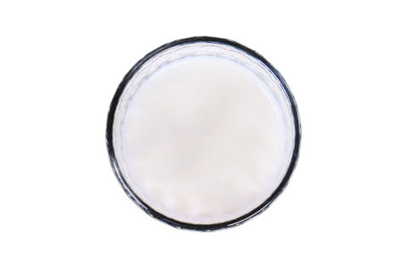 Almond milk, isolated on a white background. Cup of milk almondsの写真素材