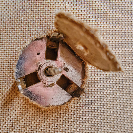 Drilling round holes with a crown on the drill bit. Sawing furniture with a circular saw with a nozzle on an electric screwdriverの写真素材