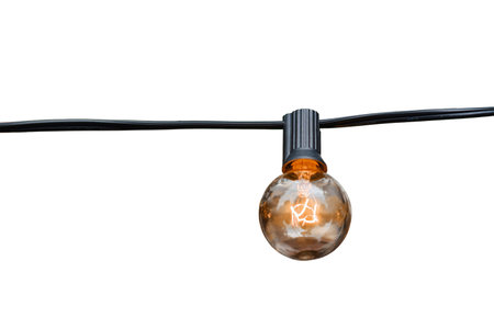 The electrifying design of the lamp blends seamlessly with the beauty of nature, isolated on white background.の写真素材