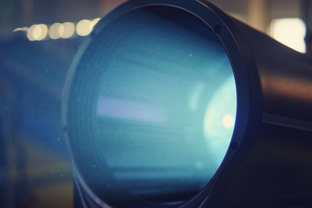 Close up of a lighting lens with flare and bokehの写真素材