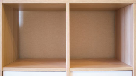 Empty shelves of the closet without things and objectsの写真素材