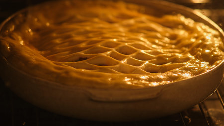 The process of baking a berry pie in the oven in a home kitchen