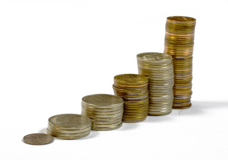 Conceptual image of making your money grow through time. Isolated on white