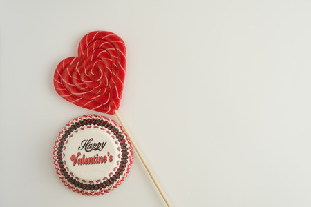 Happy valentine day. Caramel heart on a white background, congratulations Valentine's day.の写真素材