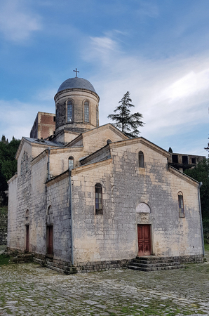 The Beautiful landscape with church in Georgiaの写真素材
