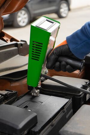 maintenance service car battery by professional. Car serviceの写真素材