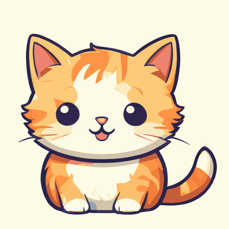 Cute cartoon ginger cat isolated on white background. Vector illustration.のイラスト素材