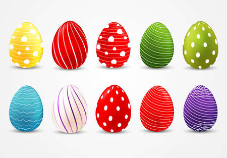 Set of easter eggs isolated on white backgroundのイラスト素材