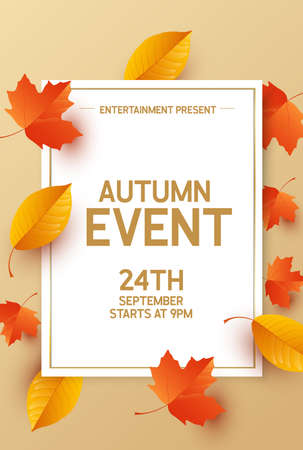 Autumn event banner with autumn leavesのイラスト素材