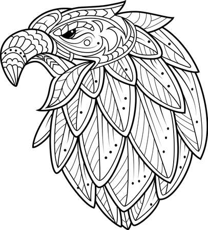 Eagle bird head  in stylized doodleのイラスト素材
