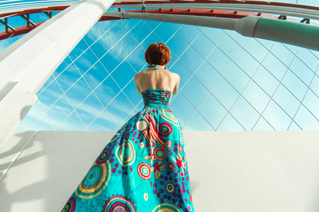 Girl photographs Bridgeの写真素材