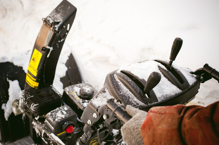 close up on snow blower for snow removal in winterの写真素材