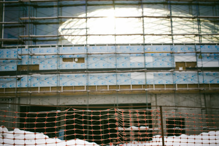 abstract background blur Construction site of the mall