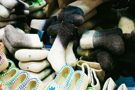 felt boots, Russian folk shoes, on the marketの写真素材