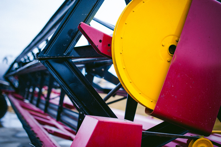 iron parts of mechanisms of agricultural machinery, close-upの写真素材