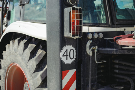road-building machinery, elements of the tractor's exterior, warning signsの写真素材