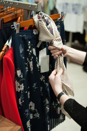 outfits in a women's clothing store in a shopping centerの写真素材