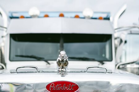 Russia, Novosibirsk - August 23, 2018: exhibition of vehicles, elements of the exterior of the parking lotのeditorial素材