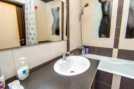 Russia, Novosibirsk - 25 February, 2016: interior room apartment. bathroom sink