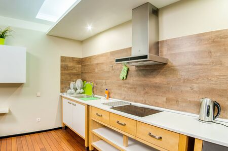 Russia, Novosibirsk - December 29, 2015: interior room apartment. kitchen, dining areaのeditorial素材