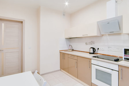 Russia, Moscow- september 20, 2017: interior room apartment. kitchen and dining roomのeditorial素材