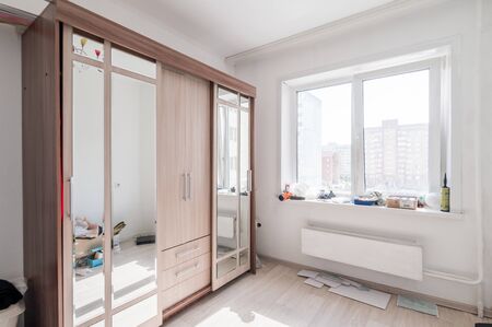 Russia, Moscow- June 13, 2018: interior room apartment. standard repair decoration in hostelのeditorial素材