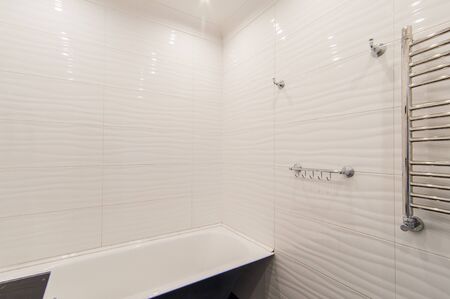 Russia, Moscow- June 15, 2018: interior room apartment. standard repair decoration in hostel. bathroom and toiletのeditorial素材