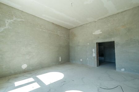 Russia, Moscow- June 23, 2018: interior room apartment. standard repair decoration in hostel. self-finish rough repairのeditorial素材