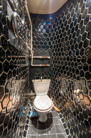 Russia, Moscow- June 23, 2018: interior room apartment. standard repair decoration in hostel. bathroom and toiletのeditorial素材