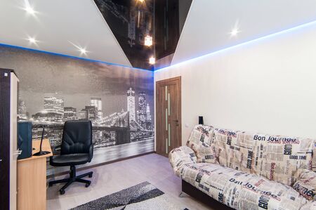 Russia, Moscow- June 26, 2018: interior room apartment. standard repair decoration in hostelのeditorial素材