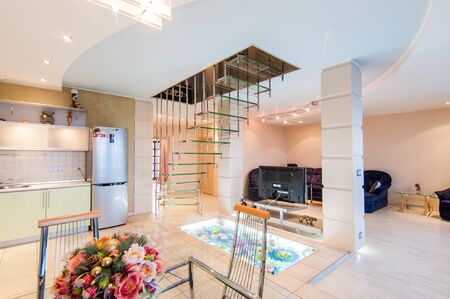 Russia, Moscow- May 12, 2018: interior room apartment. standard repair decoration in hostelのeditorial素材