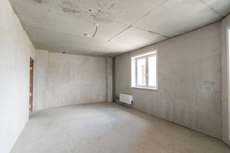 Russia, Moscow- May 16, 2019: interior room apartment. standard repair decoration in hostel. self-finish rough repairのeditorial素材