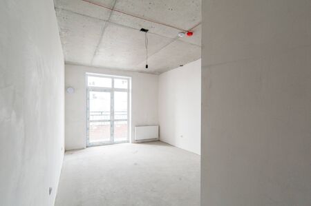 Russia, Moscow- May 17, 2019: interior room apartment. standard repair decoration in hostel. self-finish rough repairのeditorial素材