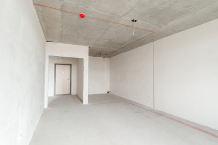 Russia, Moscow- May 17, 2019: interior room apartment. standard repair decoration in hostel. self-finish rough repairのeditorial素材