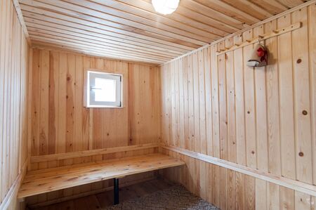 Russia, Moscow- May 17, 2019: interior room apartment. bathhouse, saunaのeditorial素材