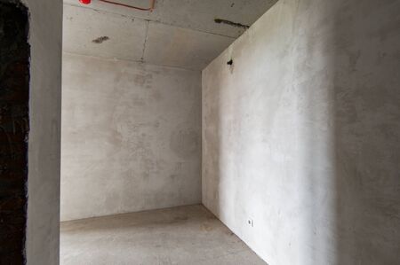 Russia, Moscow- May 16, 2019: interior room apartment. standard repair decoration in hostel. self-finish rough repairのeditorial素材